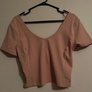 Lululemon Align Tee- NWT size 12 buttery soft, sim fit, cropped length pink clay